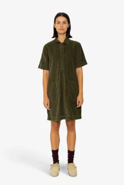 A-Line Zip Dress - Olive Cord