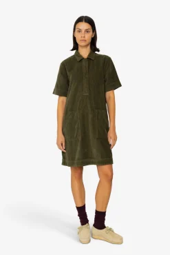 A-Line Zip Dress - Olive Cord