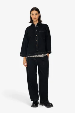 Baggy Trousers - Washed Black Denim