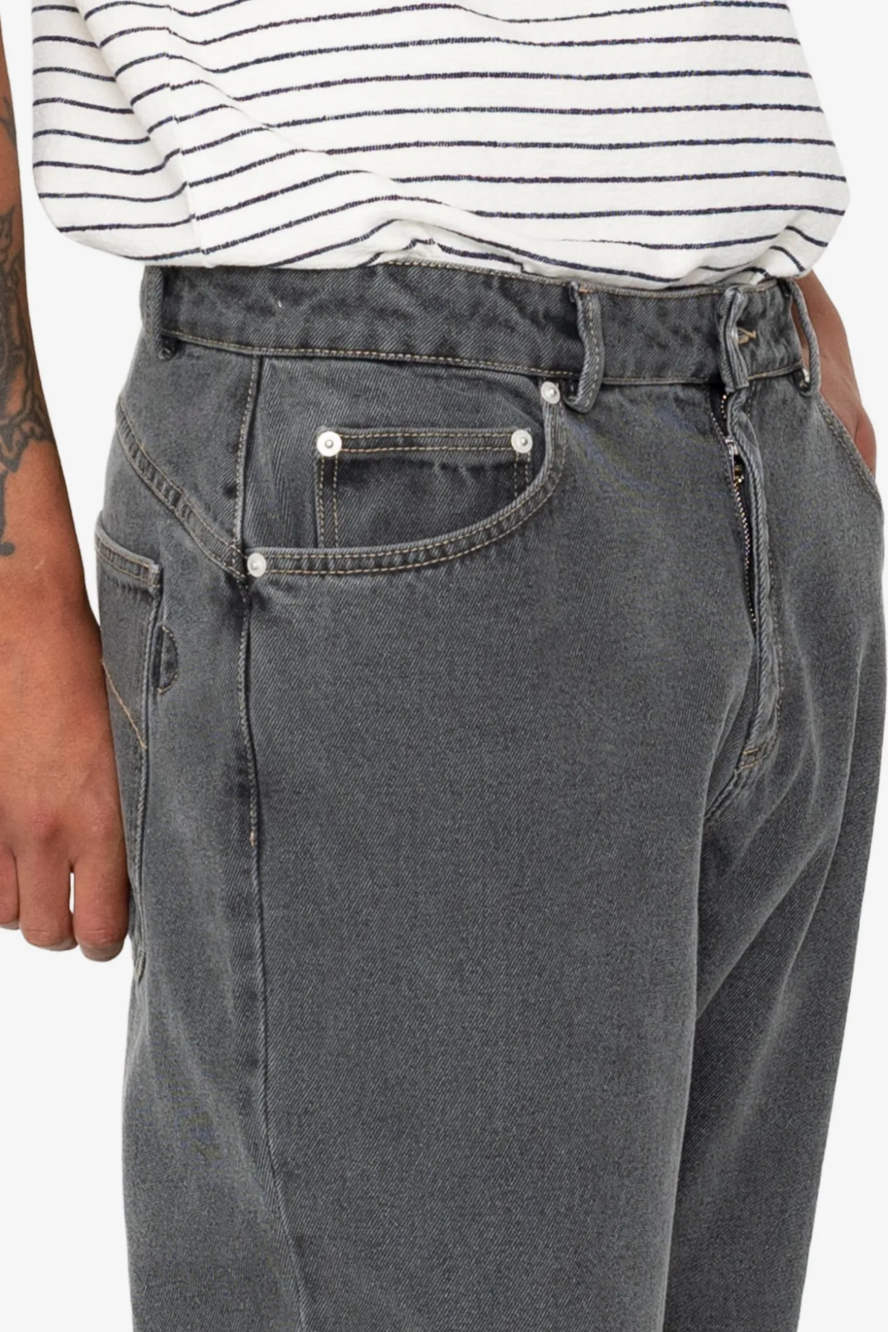 Barrel Leg Trouser - Smoke Grey Denim