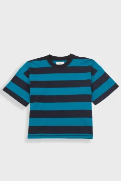 Boyfriend T-Shirt - Navy Teal Stripe