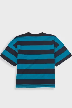 Boyfriend T-Shirt - Navy Teal Stripe