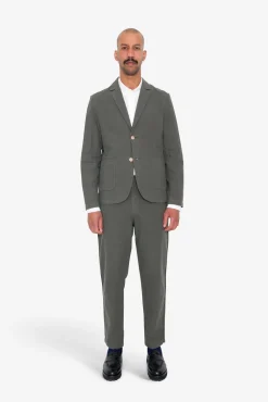Cotton Linen Blazer - Dark Sage