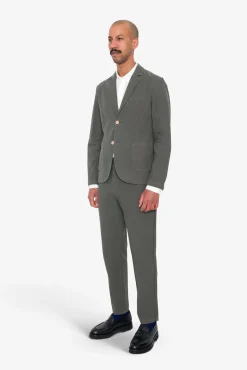 Cotton Linen Blazer - Dark Sage