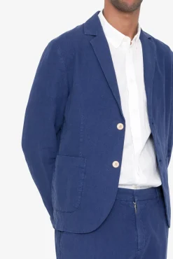 Cotton Linen Blazer - Deep Blue