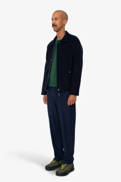 Cropped Winter Coat - Navy Brushed Wool