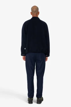 Cropped Winter Coat - Navy Brushed Wool