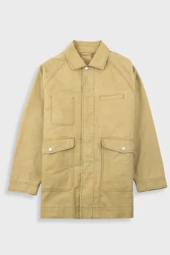 Detachable Liner Car Coat - Fossil Slub