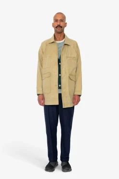 Detachable Liner Car Coat - Fossil Slub