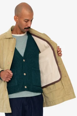 Detachable Liner Car Coat - Fossil Slub