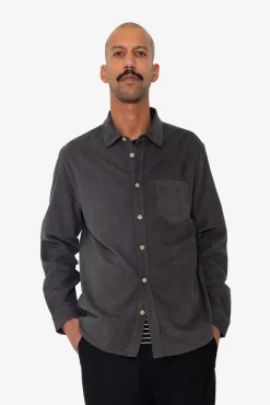 Direction Babycord Shirt - Charcoal