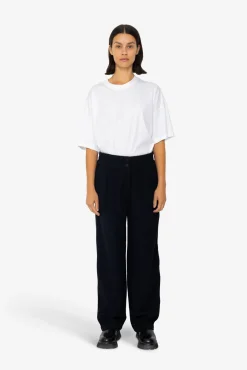 Drawcord Baggy Pants - Navy Wool Twill