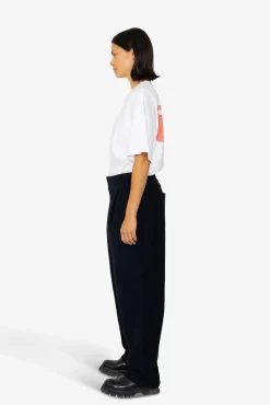 Drawcord Baggy Pants - Navy Wool Twill