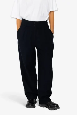Drawcord Baggy Pants - Navy Wool Twill