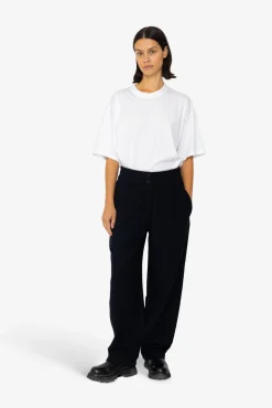 Drawcord Baggy Pants - Navy Wool Twill