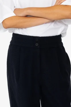 Drawcord Baggy Pants - Navy Wool Twill