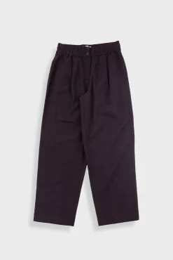 Drawcord Baggy Pants - Soft Black Brushed Stripe