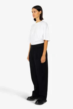 Drawcord Baggy Pants - Soft Black Brushed Stripe