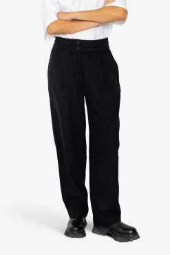 Drawcord Baggy Pants - Soft Black Brushed Stripe