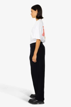 Drawcord Baggy Pants - Soft Black Brushed Stripe