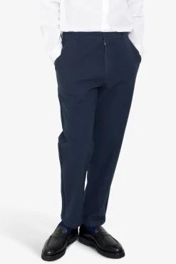 Fixed Waistband Cotton Linen Trouser - Navy
