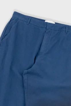 Fixed Waistband Cotton Linen Trouser - Soft Navy