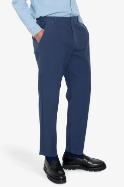 Fixed Waistband Cotton Linen Trouser - Soft Navy