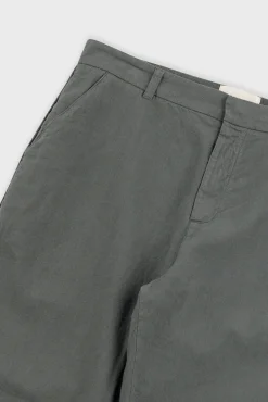 Fixed Waistband Cotton Linen Trouser - Dark Sage