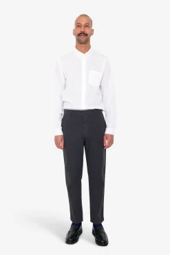Fixed Waistband Cotton Linen Trouser - Soft Black