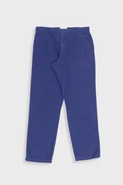 Fixed Waistband Cotton Linen Trouser - Deep Blue