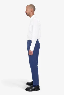 Fixed Waistband Cotton Linen Trouser - Deep Blue