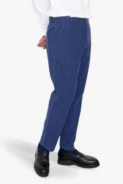 Fixed Waistband Cotton Linen Trouser - Deep Blue