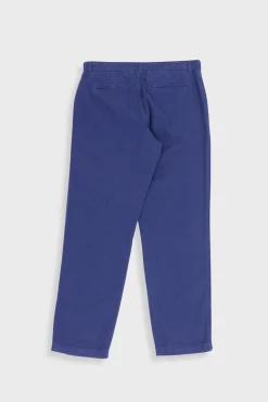 Fixed Waistband Cotton Linen Trouser - Deep Blue