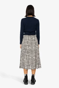 Full Seam Skirt - Black Ecru Maze Print
