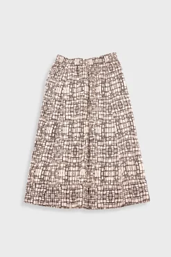 Full Seam Skirt - Black Ecru Maze Print