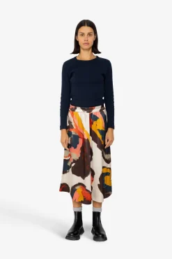 Full Seam Skirt - Impasto Print Satin