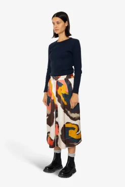 Full Seam Skirt - Impasto Print Satin