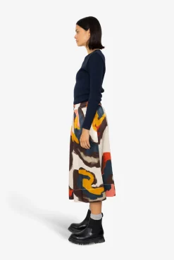 Full Seam Skirt - Impasto Print Satin
