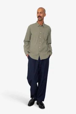 Herringbone Curve Shirt - Olive