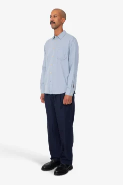 Herringbone Curve Shirt - Soft Blue