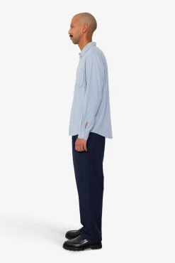 Herringbone Curve Shirt - Soft Blue