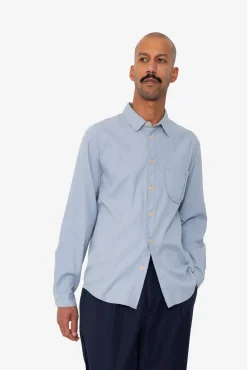 Herringbone Curve Shirt - Soft Blue