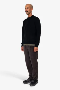 Knitted Zip Through Bomber - Black