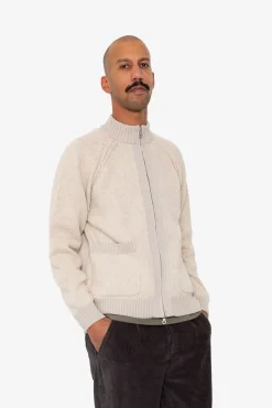 Knitted Zip Through Bomber - Stone
