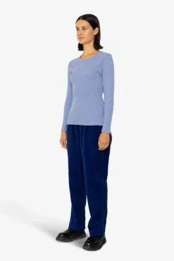Long Sleeve Fitted T-Shirt - Bleached Denim Melange