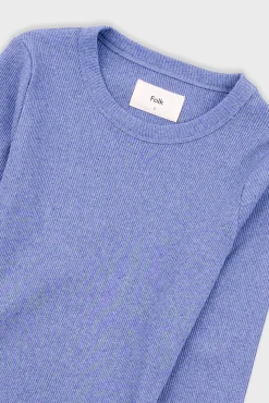 Long Sleeve Fitted T-Shirt - Bleached Denim Melange