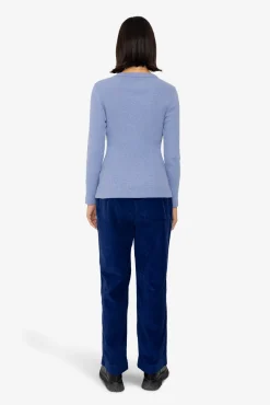 Long Sleeve Fitted T-Shirt - Bleached Denim Melange