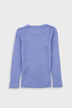 Long Sleeve Fitted T-Shirt - Bleached Denim Melange