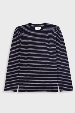 Long Sleeve Textured Striped T-Shirt - Black / Ecru