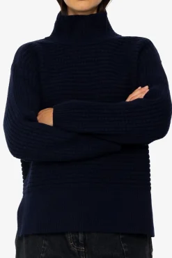 Open Funnel Neck Jumper - Navy